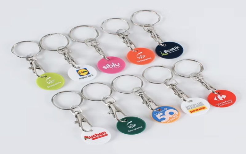 Plastic Trolley Hole Token with Keychain